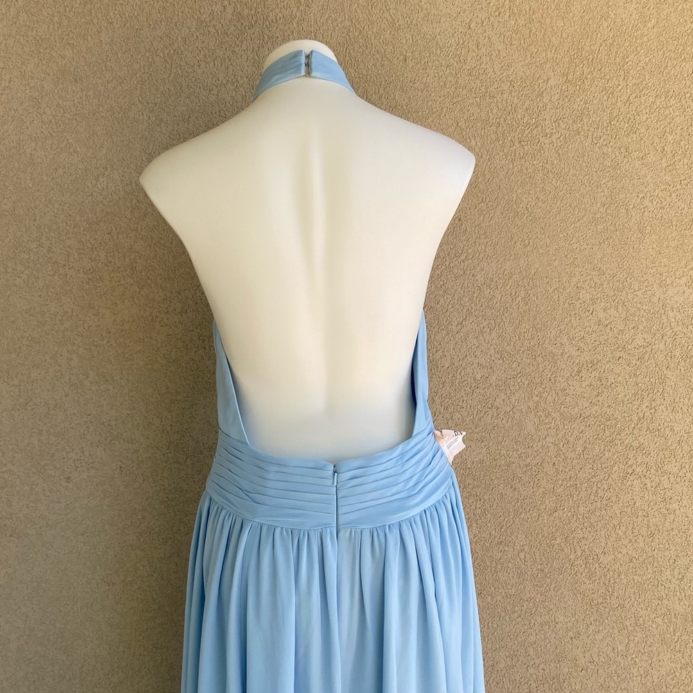 Blue Sky Deep V Neck Party Cocktail Gown Dress - Picture 7 of 8